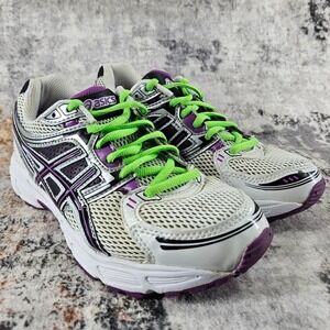 Asics Gel Contend Running Shoes Womens 6.5 White Purple Silver‎ T2F9N Trainers